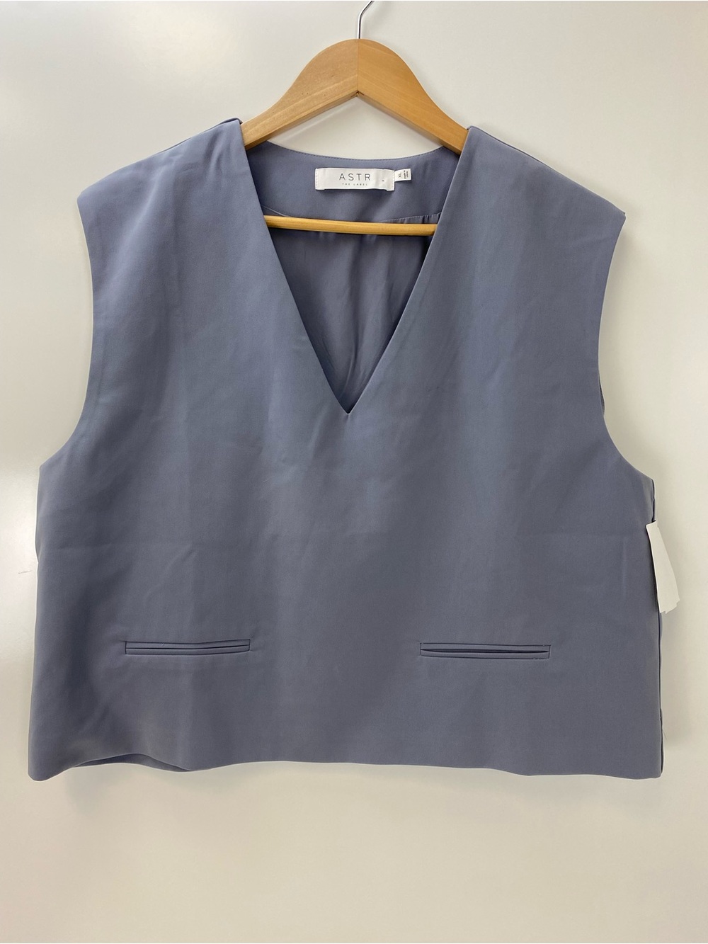 Astr Dusty Blue V-Neck Boxy Tank Top